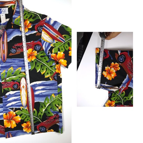 Vintage Hotrod Classic Car Men's HAWAIIAN SHIRT Styled by RJC Made in Hawaii L - Picture 12 of 12